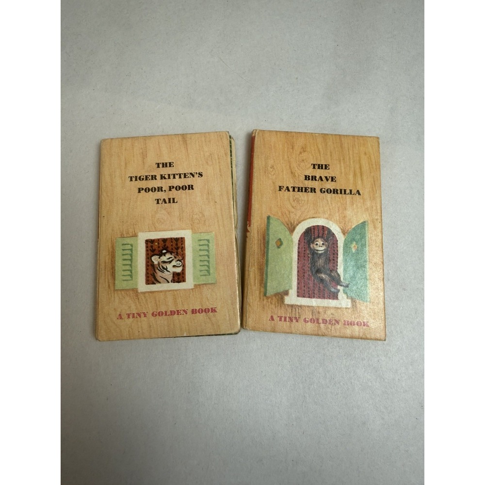1948 Tiny Golden Book Lot (2) Vintage Miniature Childrens Books Classic Library